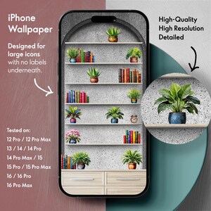 IPhone Wallpaper With Books and Plants Large Icon Friendly Ios 18 ...