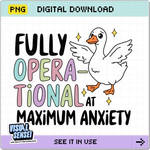Anxious Goose PNG: Trendy Mental Health Design (Digital Download)
