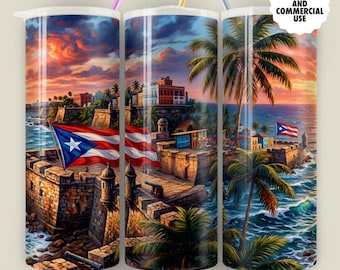 Puerto Rico Tumbler Wrap Boricua Pride PNG Digital