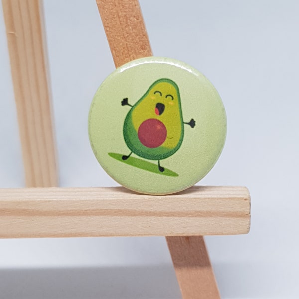 Bright Fun Cute Avocado Food Badges | Handmade Cute Collectible Small Button Badges | Pinback Badges | Food Pins | Friends Badges