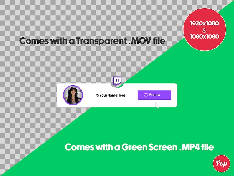 Custom Animated Twitch Follow Button Overlay for Stream Overlays Intro ...