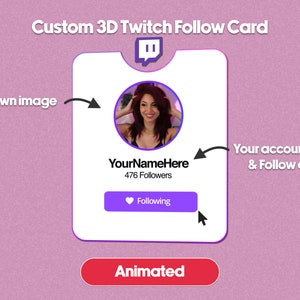 Custom 3D Animated Twitch Follow Button Overlay