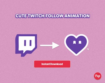 Cute Twitch Follow Animation, Green Screen Overlay (MP4, WebM)