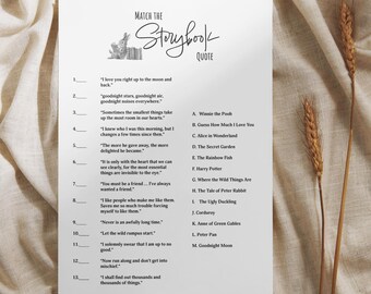 Storybook Quote Baby Shower Game, Peter Rabbit, Beatrix Potter (Digital Download)