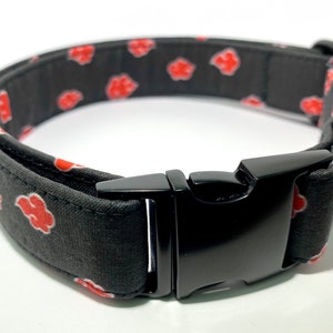 Red Clouds Dog Collar, Red and Black, Cute Pet Collar, Side release buckle, Handmade, Adjustable, Metal and Plastic Hardware