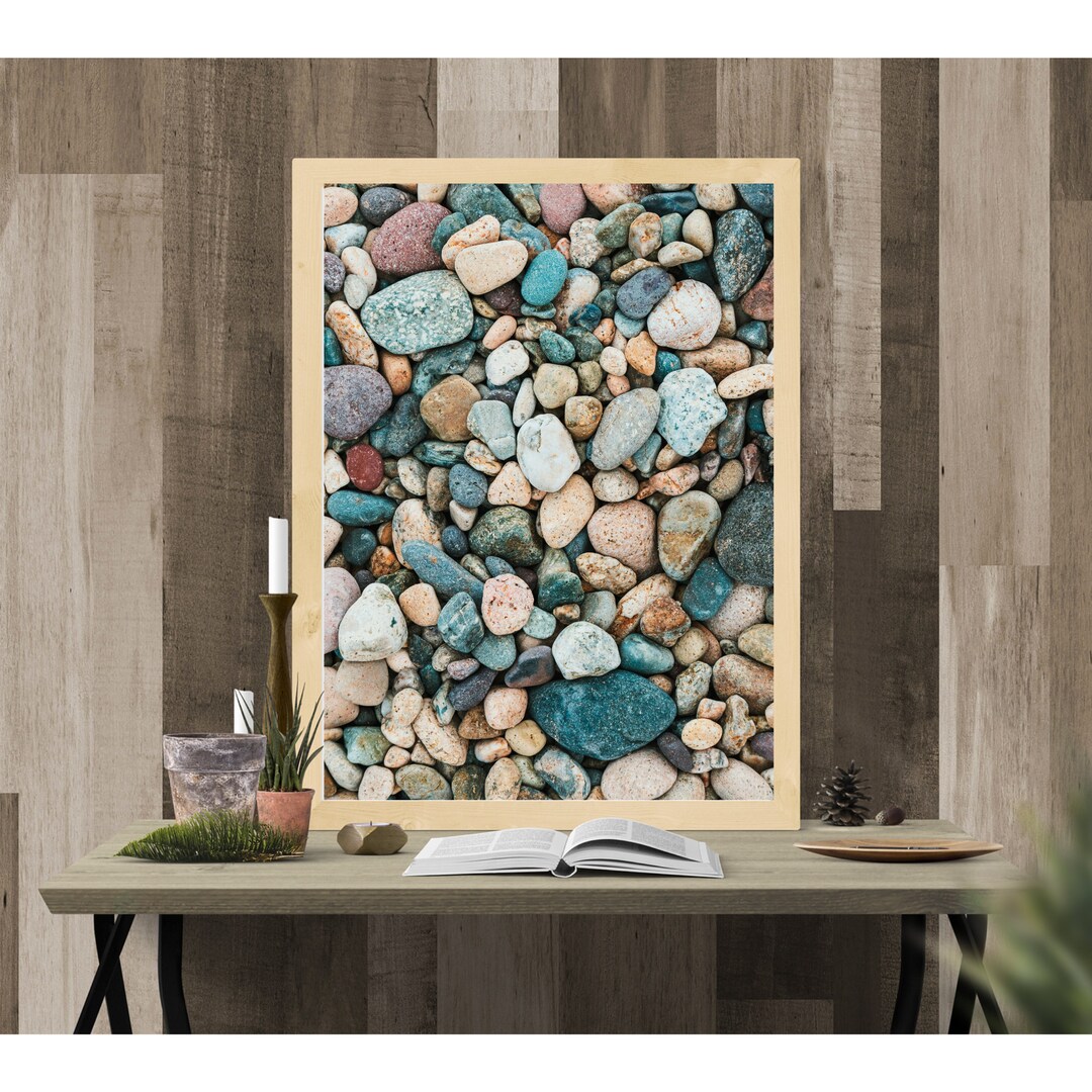 Beach Rocks Stones Texture Digital Photo Wall Art Print Etsy
