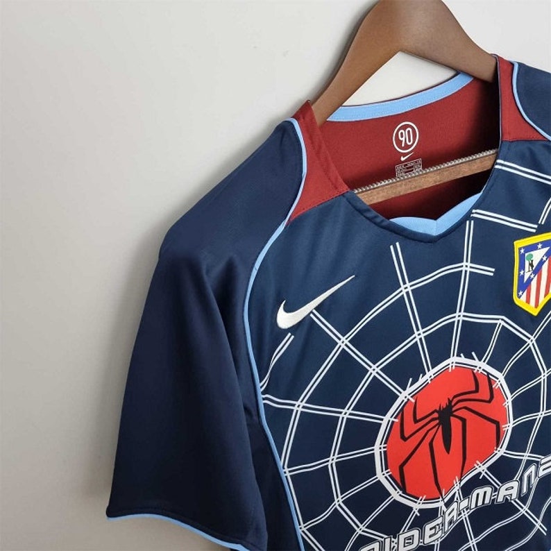 Atletico Madrid Spiderman Retro Away Football Shirt Etsy Atletico Madrid Spiderman Retro Away Football Shirt Etsy