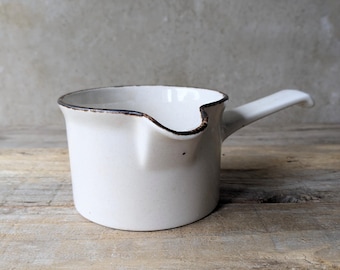 Vintage White Pottery Jug - Midwinter White Stoneware Gravy Boat - Stonehedge - Natural Home Speckled Glaze