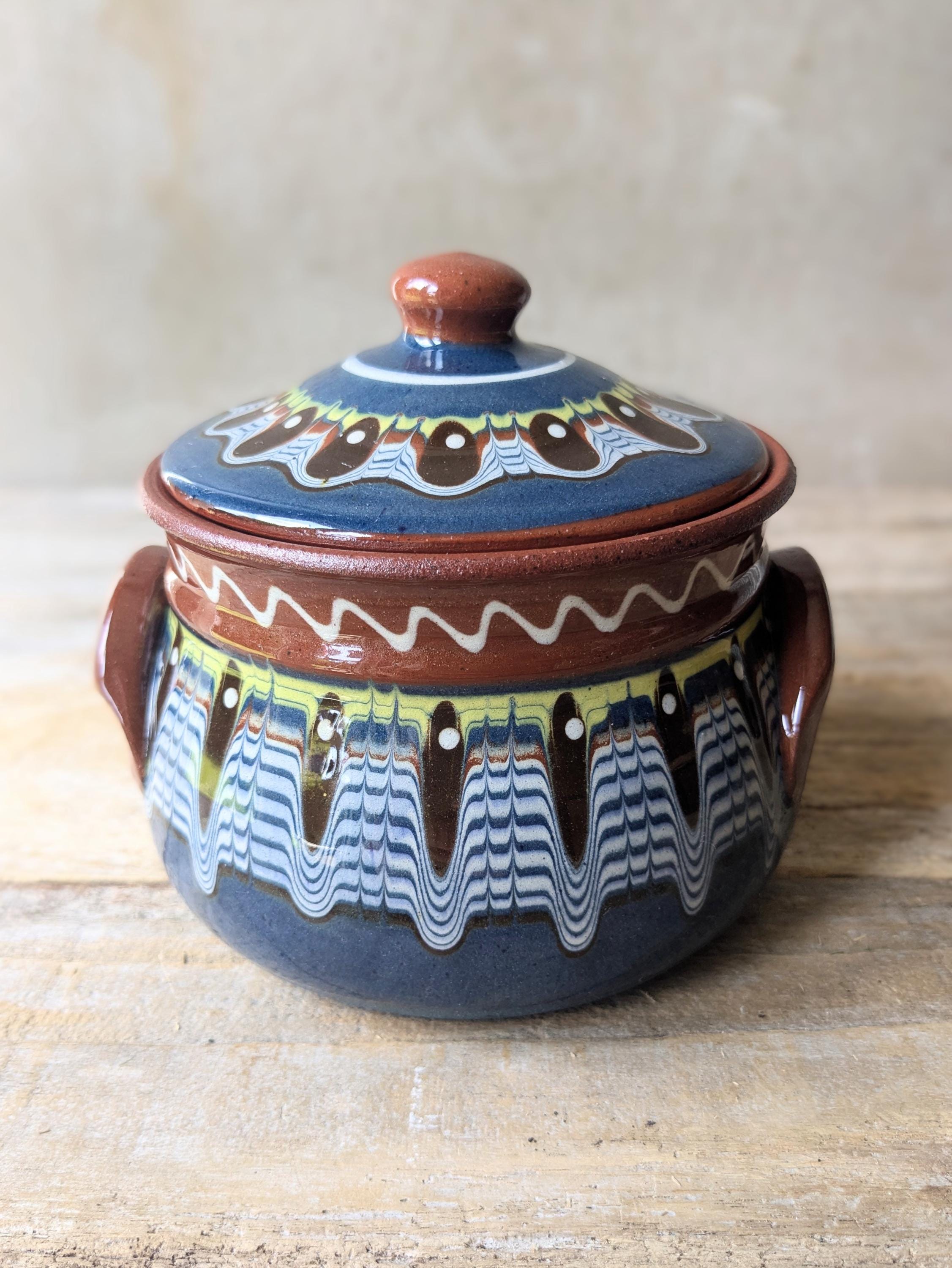 Vintage Pottery Casserole Pot - Handmade Terracotta Pot