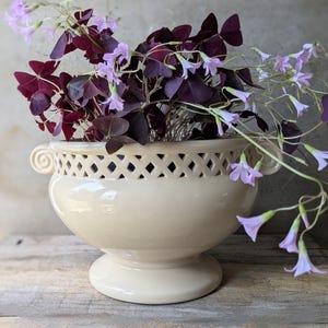Creamware Style Ceramic Pedestal  Bowl / Planter / Cache Pot - Soup Tureen - Porcelain Stoneware Planter - Cache Pot