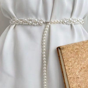 Minimalist bridal belt,Narrow Sash Belt,Bridesmaid Belt,Wedding Gift,Wedding Accessories,Boho Pearl Sash,Slim Bridal Belt,Pearl Belt image 3