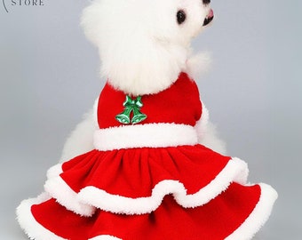 Pet Christmas Clothes,Fabric Pet Skirt,Cute Red Dress for Dogs and Cats,Suitable for Christmas,Cute Cat Clothes,Pet Christmas Gift