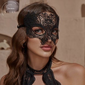 Prom Party Mask,Black Masquerade Lace Eye Mask for Women Men,Birthday Mask,Lace Prom Mask,Gift for Her