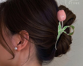 Flower Tulip Hair Claw,Women's Hair Clip,Elegant Sweet Claw Clip,Tulip Flower Women's Hair Accessory,Girl's Hair Clip,Tulip Hair Accessories