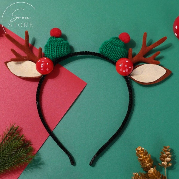 Bandeau de renne de Noël, bandeau en bois de cerf, pince à cheveux, accessoires, bandeau de fête de Noël, accessoires pour cheveux doux, casque de renne