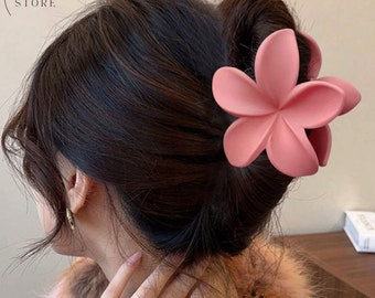 Pink Flower Hair Claw,Large Flower Hair Claw, Sweet Matte Hair Claw,Solid Color Hair Clips,Summer Hair Claw,Fashion Hair Claw,Gift for Her