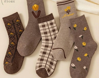 Vintage Floral Socks, Small Floral Socks, Fashion Socks, Women's Socks,Retro Floral Socks,Comfortable Sports Socks,Women's Daily Socks,Gifts