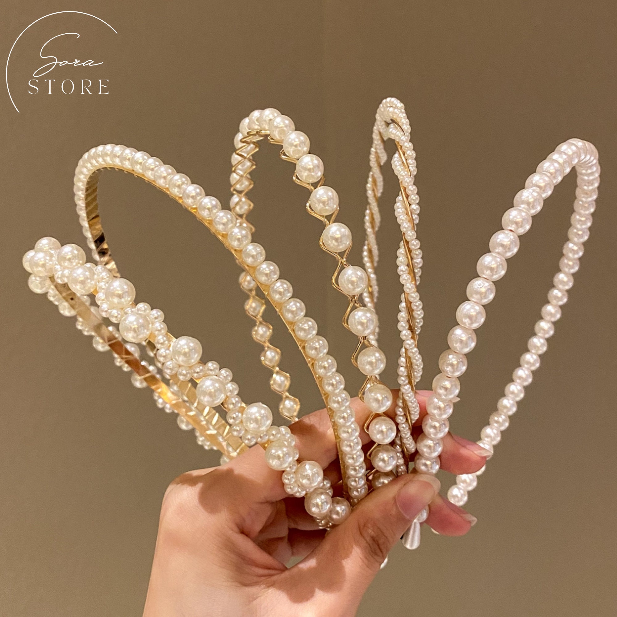 Reign of Romance White Pearl Beaded Headband