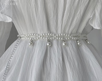 Minimalist Pearl Belt,Minimalist bridal belt,Thin Wedding Belt, Bridal Sash Belt, Bridesmaid Belt,Boho Belt, Fashionable, Gift for Her