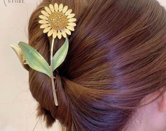 Creative Sunflower Metal Hair Claw, Trendy Elegant Ponytail Hair Clip,Flower Hair Claw,Hair Accessories,Fairy Women Hair Clip,Gift For Her