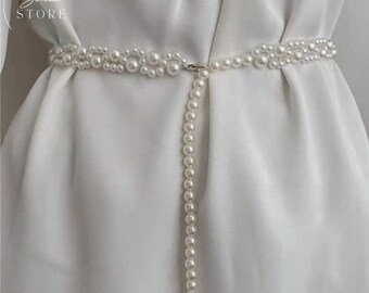 Minimalist bridal belt,Narrow Sash Belt,Bridesmaid Belt,Wedding Gift,Wedding Accessories,Boho Pearl Sash,Slim Bridal Belt,Pearl Belt