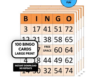 100 Fall Bingo Cards Printable, Autumn Bingo Game for Kids and Adults, Thanksgiving Party Game, Classroom Activity, Instant Download PDF