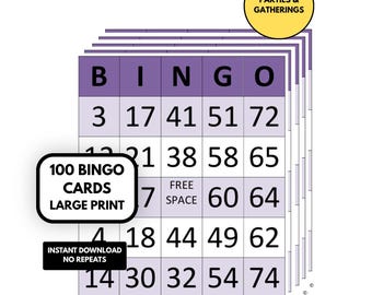 100 Bingo Cards Printable Game, Aesthetic Bingo Game for Party and Group Activities, Modern Family Unique Bingo Cards, Instant Download PDF