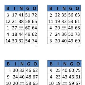 200 Bingo Cards Pdf Download, 1, 2,and 4 Per Page,Large Print, Instant Printable Fun Party Game, Set 1,Printable Bingo Games For Adults Kids