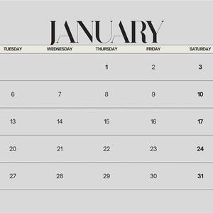 2026 Minimalist Black & White Printable Monthly Calendar Pdf Download ...
