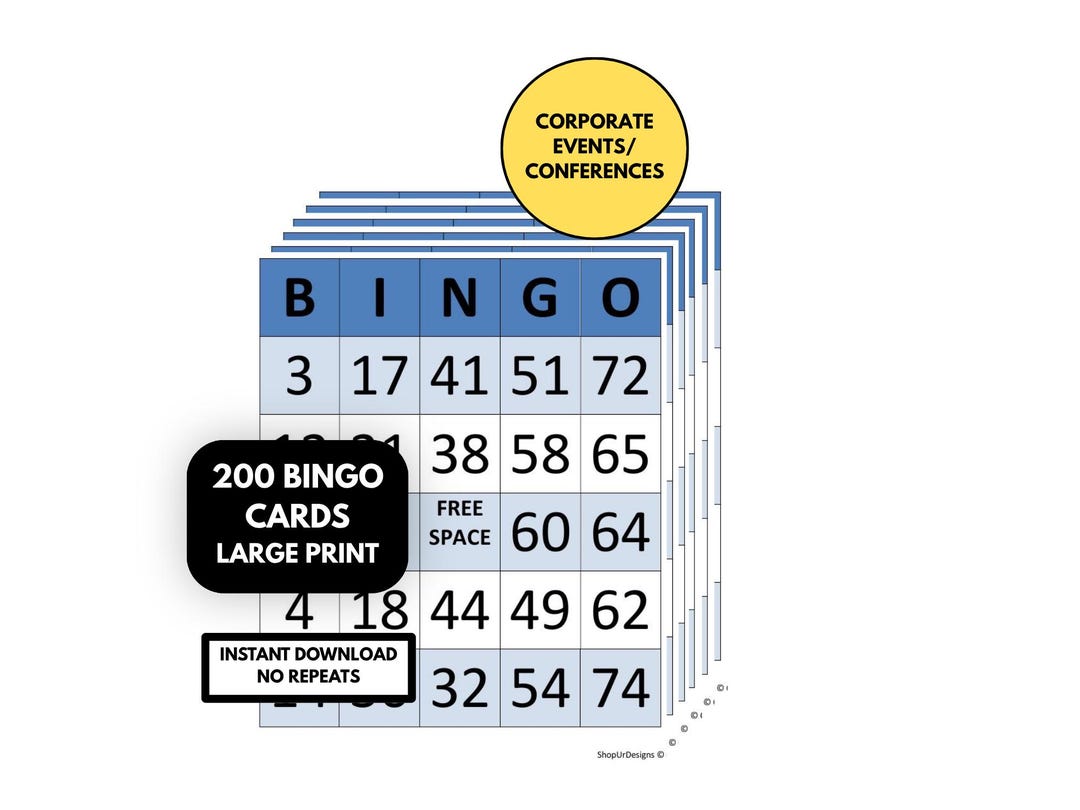 200 Team Building Bingo for Large Groups, Unique Bingo Cards Printable, Office Icebreaker Game ...