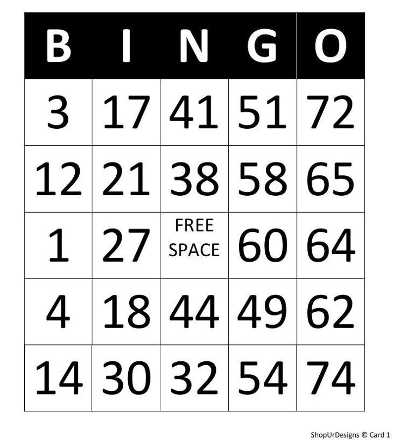 100 Large Print Bingo Cards Printable, Minimal Black White Bingo Game ...