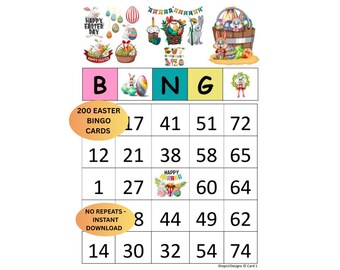 200 Easter Bingo Cards Printable for Large Party, Easter Event Game for Kids & Groups, Holiday Bingo Activity, Instant Download Easter Game