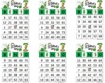 St. Patrick's Day Bingo Cards, 200 Unique Cards Printable Party Game (PDF Download)