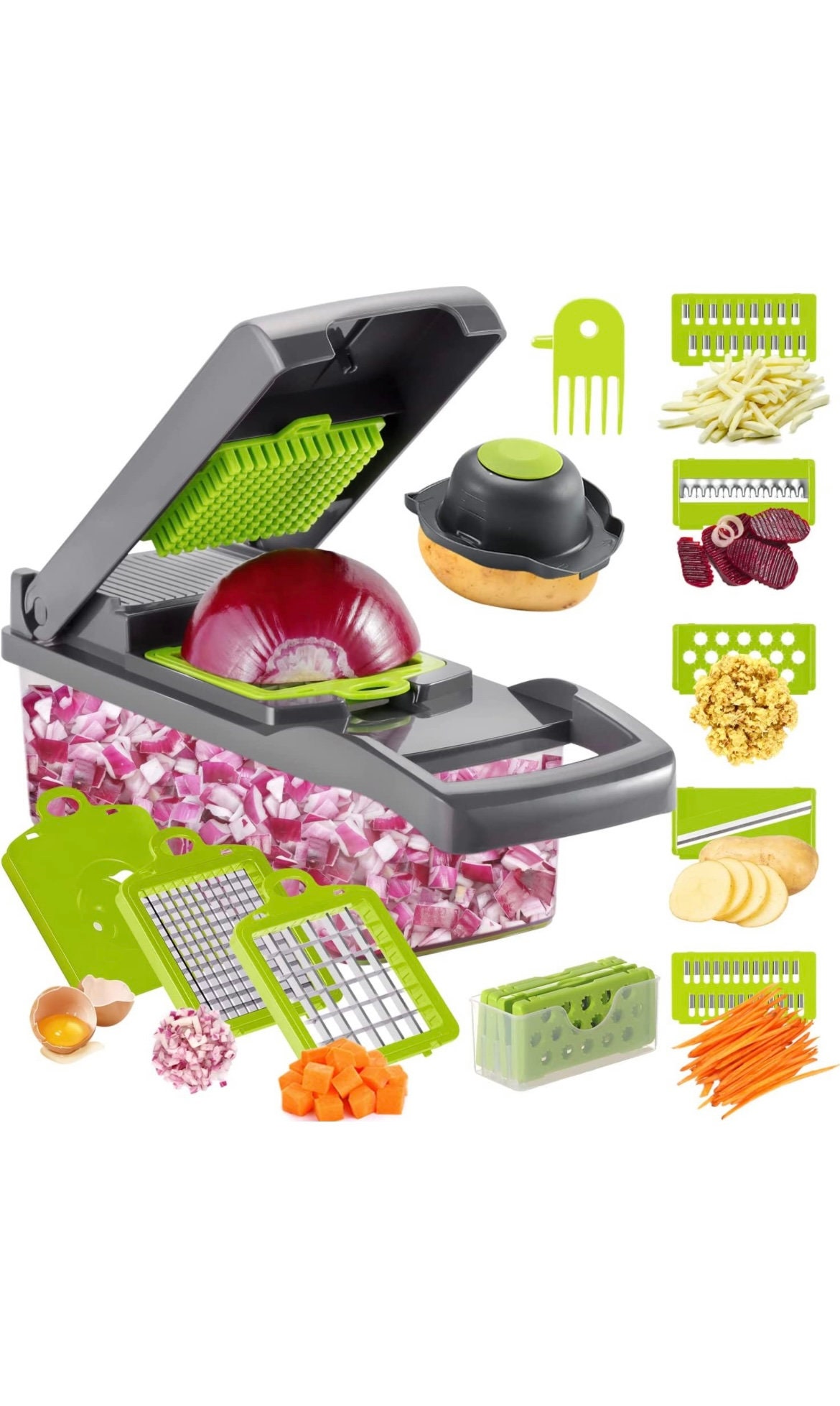 USA Pro-Series 17-in-1, Blade Vegetable Slicer, Onion Mincer Chopper, Vegetable Chopper, Cutter, Dicer, Egg Slicer with Container - 4