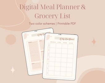Meal Planner and Grocery List Planner, Weekly Menu Planner, Health Planner, Grocery List Printable, Letter Size PDF