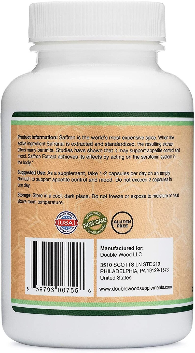 Saffron Supplement Saffron Extract 88.5mg Capsules 210 Count Appetite