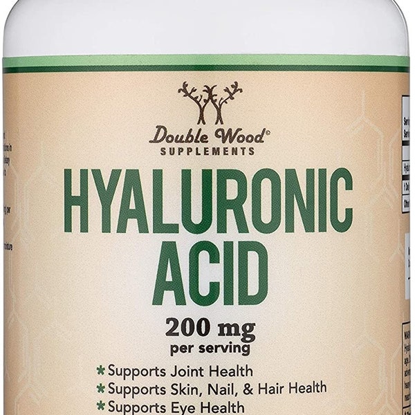 Hyaluronic Acid Supplement -180 Capsules (Enhances Effects of Hyaluronic Acid Serum for Face) 200mg Per Serving