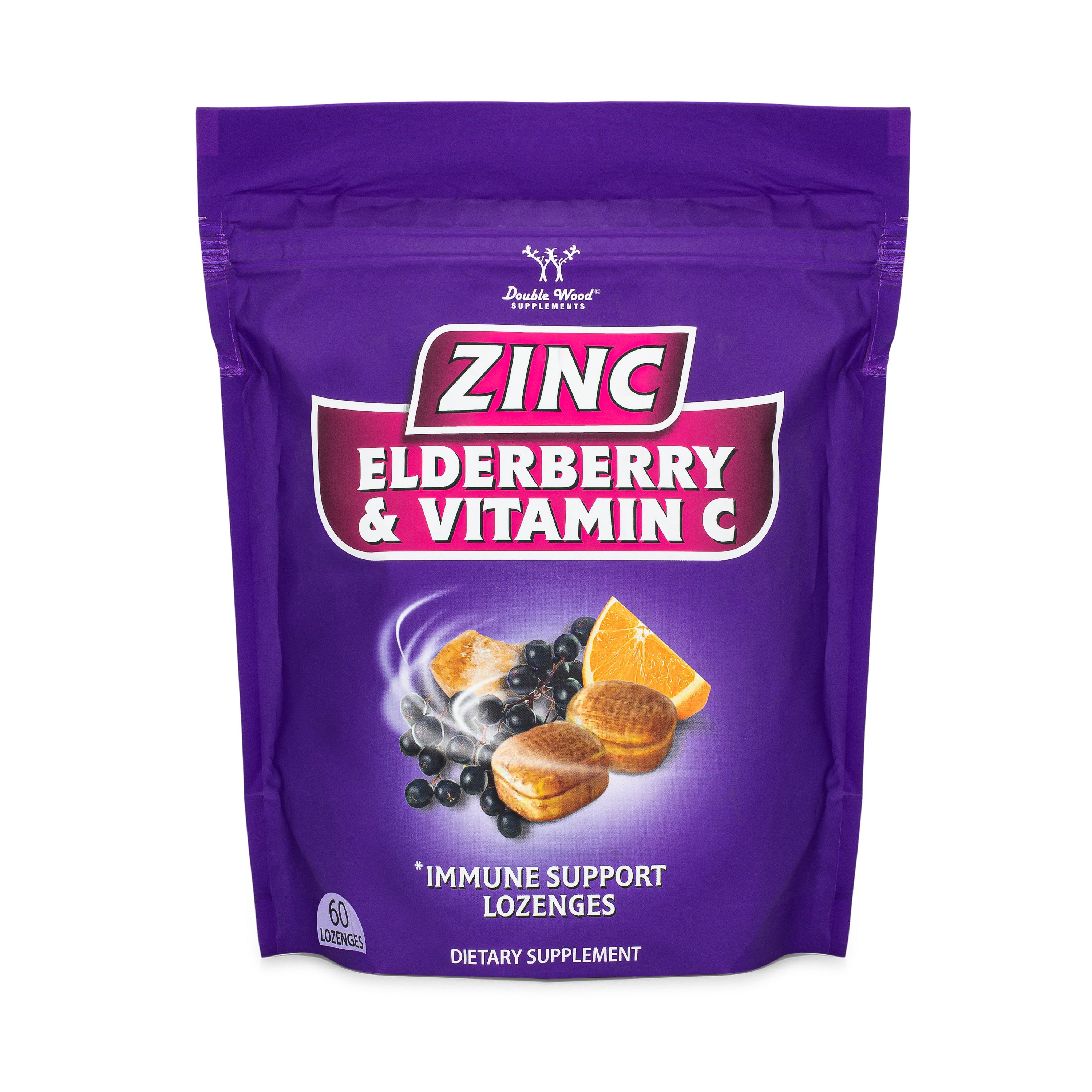 Zinc Lozenges with Vitamin C and Sambucus Elderberry Immune Support Lozenge 60 Count real Throat