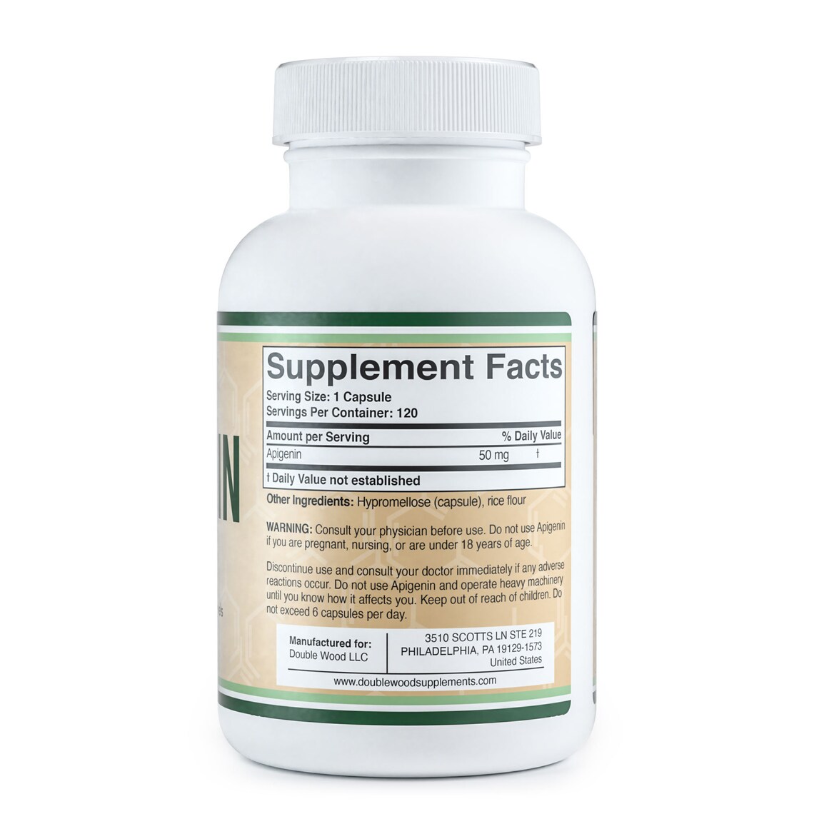 Apigenin Supplement 50mg per Capsule, 120 Count powerful Bioflavonoid