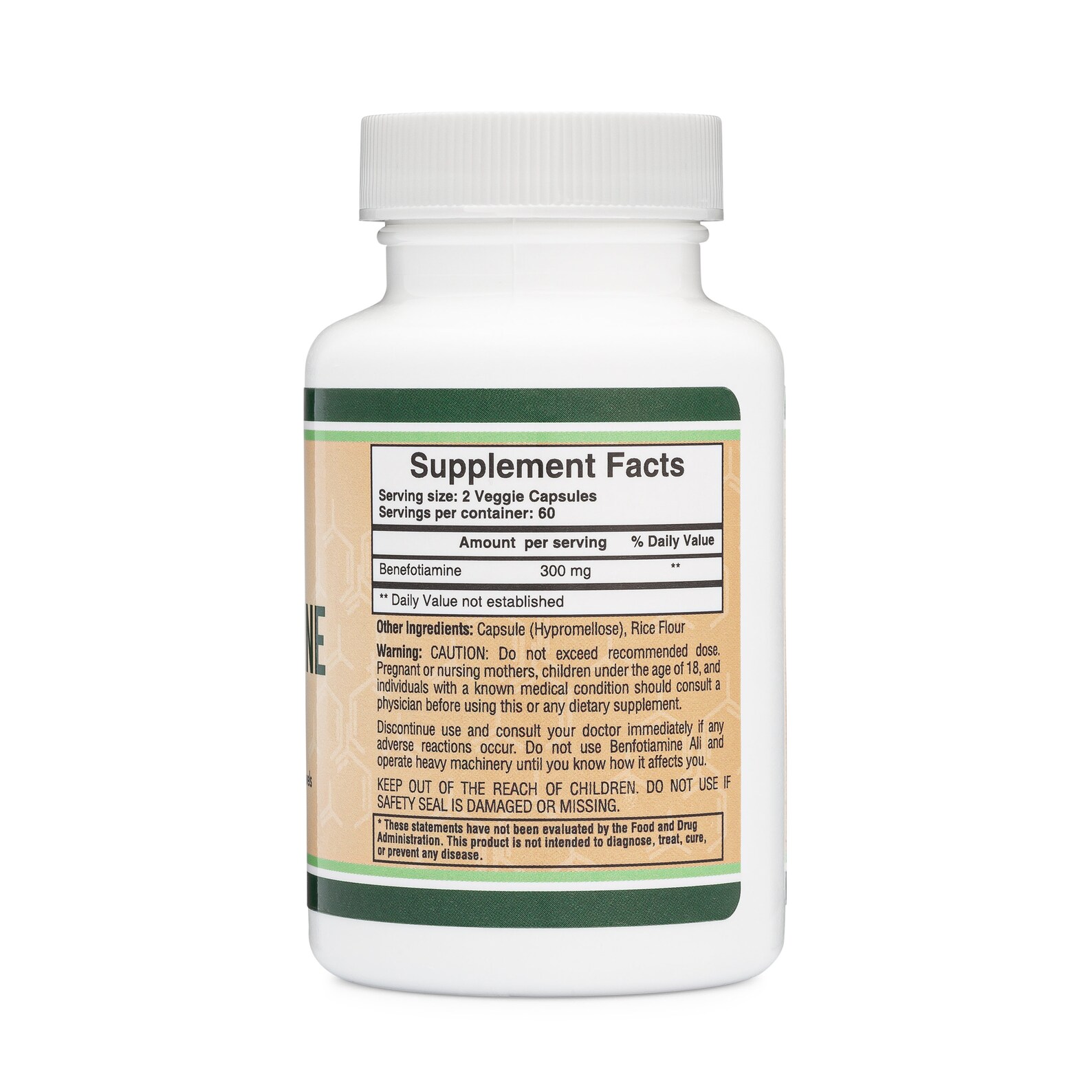 Benfotiamine 300mg third Party Tested, 120 Capsules Manufactured in the