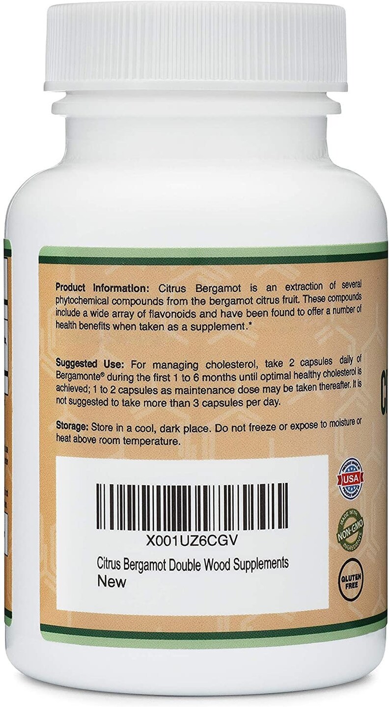 Citrus Bergamot Capsules 1,000mg Servings patented Bergamonte Vegan