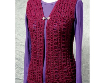 womens vest, knitting pattern, knit garment, charted lace, digital pattern