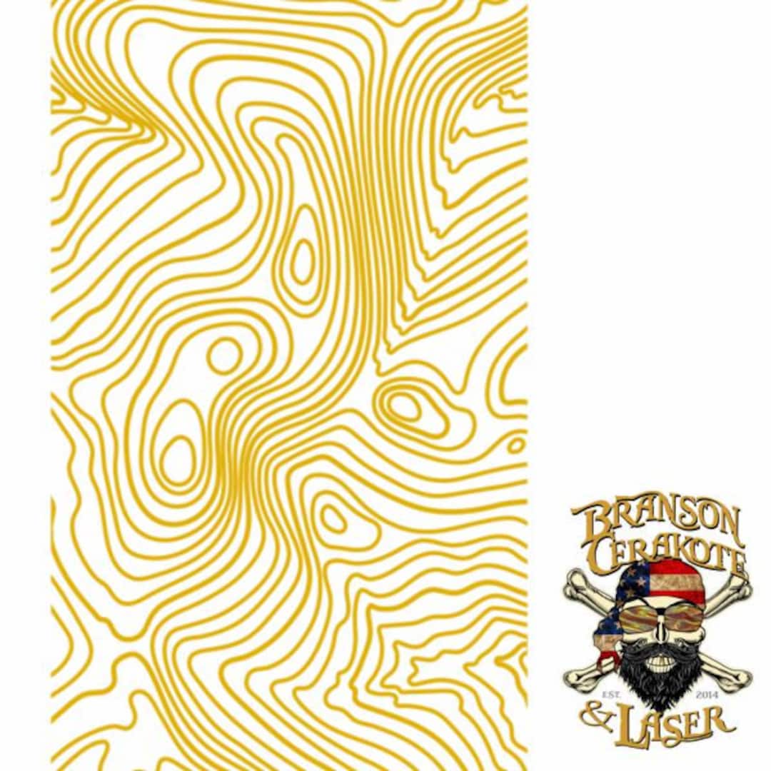 Damascus Topographic Stencil Pistol Sized Cerakote High Heat Stencil