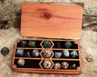 Cedar D&D Dice Vault and Tray - Premium rustic 1 2 or 3 Multi-set dice case options - MADE IN USA