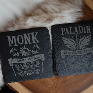 D&D Slate Class Coasters - Buy more/Save more - Slate rustic coasters - Dungeon and Dragon Gifts