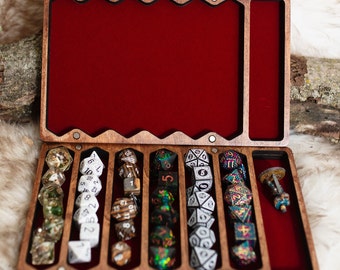 Estuche para dados D&D de 6 juegos/Mini caja y bandeja - Estuche para dados de varios juegos - Caja para seis juegos de dados - Almacenamiento de dados - HECHO EN EE. UU.