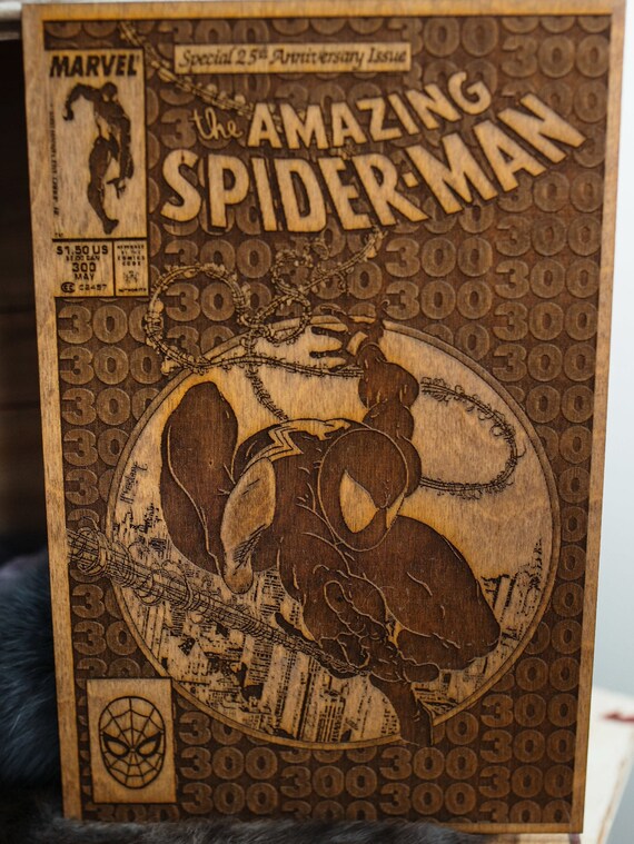 Wooden Spiderman Cover Art Set Marvel Wood Poster Etsy India