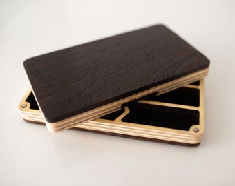 D&D 3-set dobbelstenen kluis en dienblad - Sandwich ijs DnD exotische houten doos - Duotone opslag voor houten dobbelstenen