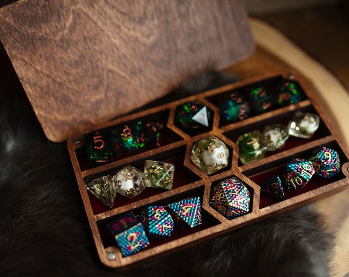 D&D 3-Set Dice Vault and Tray - DnD Wooden Multi-dice box and tray - three set dice box - dice storage - MADE IN USA