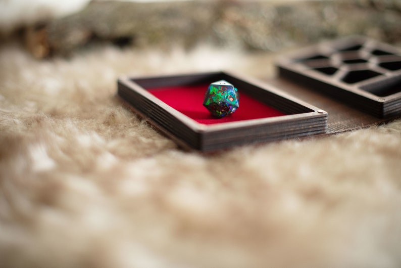 D&D opvouwbare dobbelsteenkluis - Houten dobbelsteendoos en miniatuuropberger met dobbelsteenlade - Houten boekendoos - Companion Box voor spelers afbeelding 7